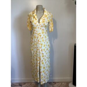 ASOS Design Ultimate MIDI-TEA DRESS Floral Yellow Print Size US 6